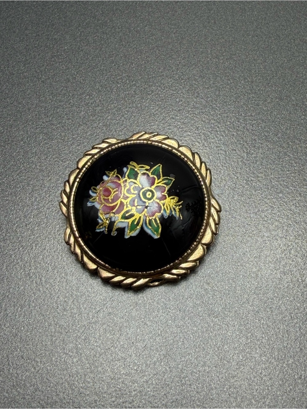 💕2/$20 Vintage Black with Floral Scarf Clip.